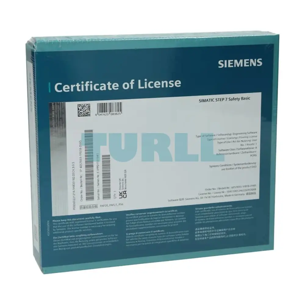 6ES7833-1FB23-0YA5 Siemens SIMATIC S7 Safety Programming Tool Original Brand New 3 6ES7833-1FB23-0YA5 Siemens SIMATIC S7 Safety Programming Tool