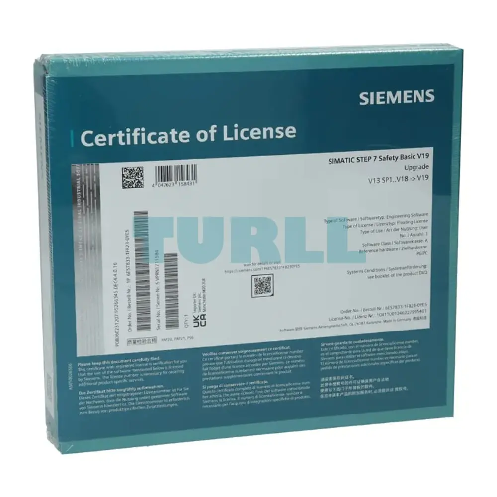 6ES7833-1FB23-0YE5 Siemens SIMATIC S7 Safety Programming Tool Original Brand New 1 6ES7833-1FB23-0YE5 Siemens SIMATIC S7 Safety Programming Tool