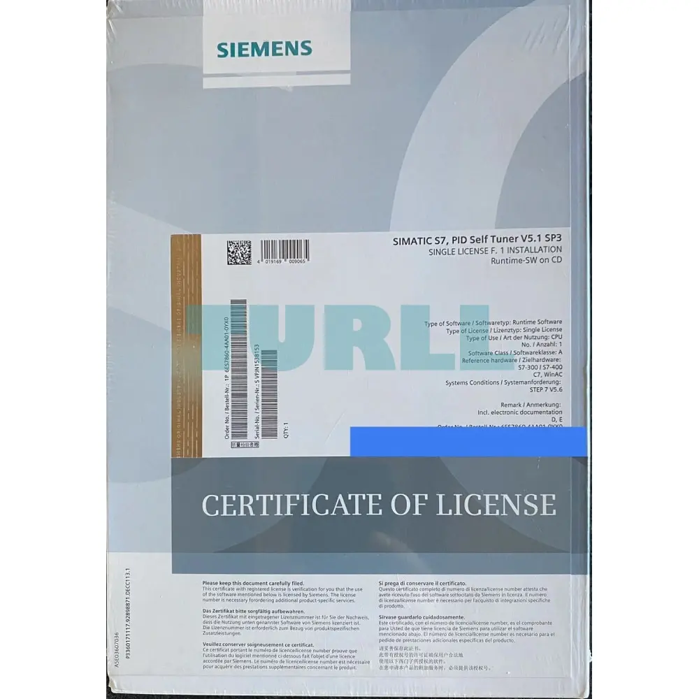 6ES7860-4AA01-0YX0 Siemens SIMATIC S7 PID Self Tuner V5.1 Original Brand New 1 6ES7860-4AA01-0YX0 Siemens SIMATIC S7 PID Self Tuner V5.1