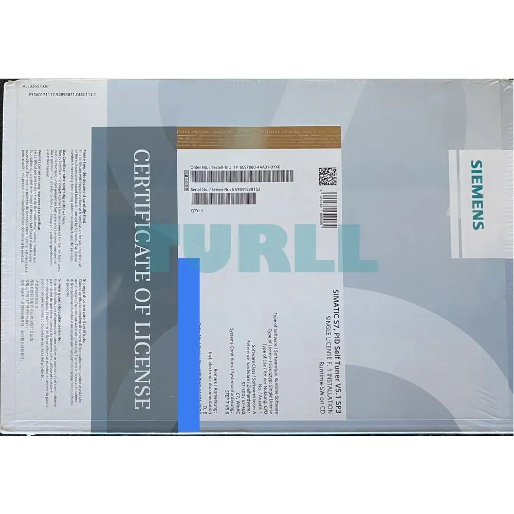 6ES7860-4AA01-0YX0 Siemens SIMATIC S7 PID Self Tuner V5.1 Original Brand New 4 6ES7860-4AA01-0YX0 Siemens SIMATIC S7 PID Self Tuner V5.1