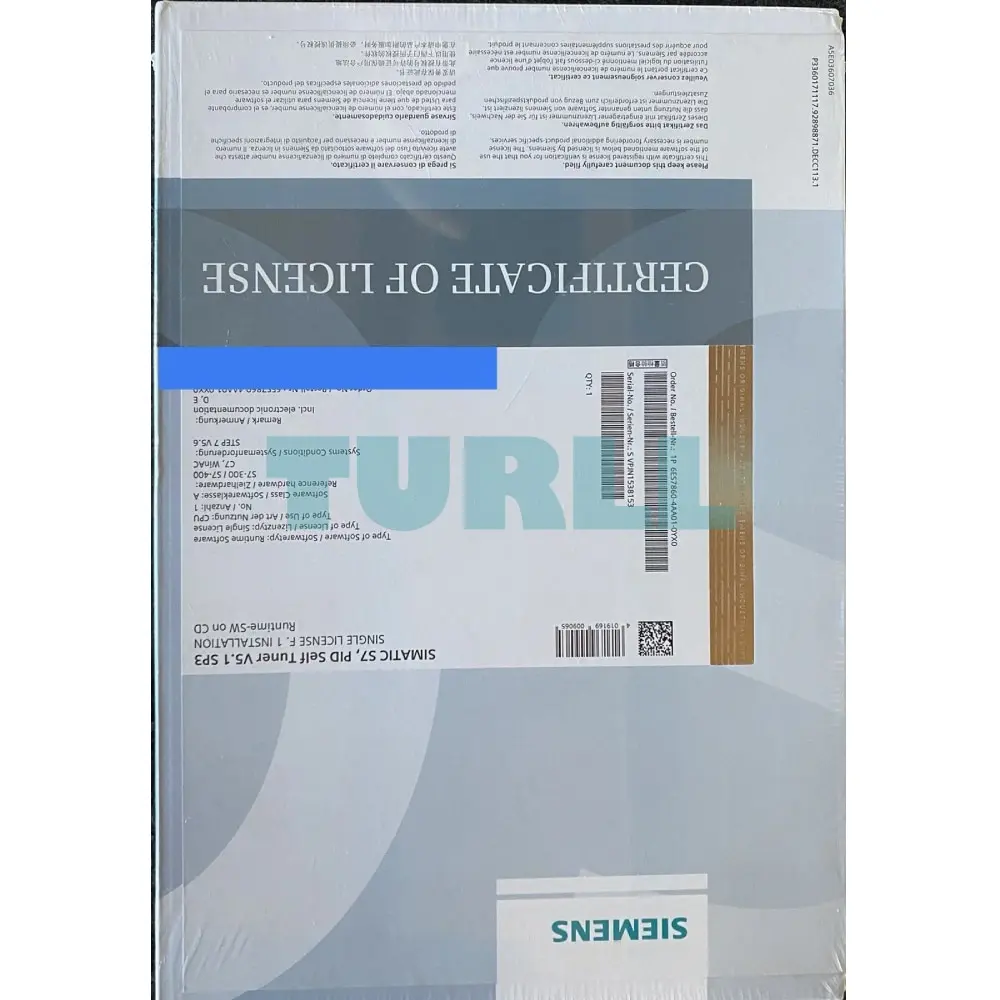 6ES7860-4AA01-0YX0 Siemens SIMATIC S7 PID Self Tuner V5.1 Original Brand New 3 6ES7860-4AA01-0YX0 Siemens SIMATIC S7 PID Self Tuner V5.1