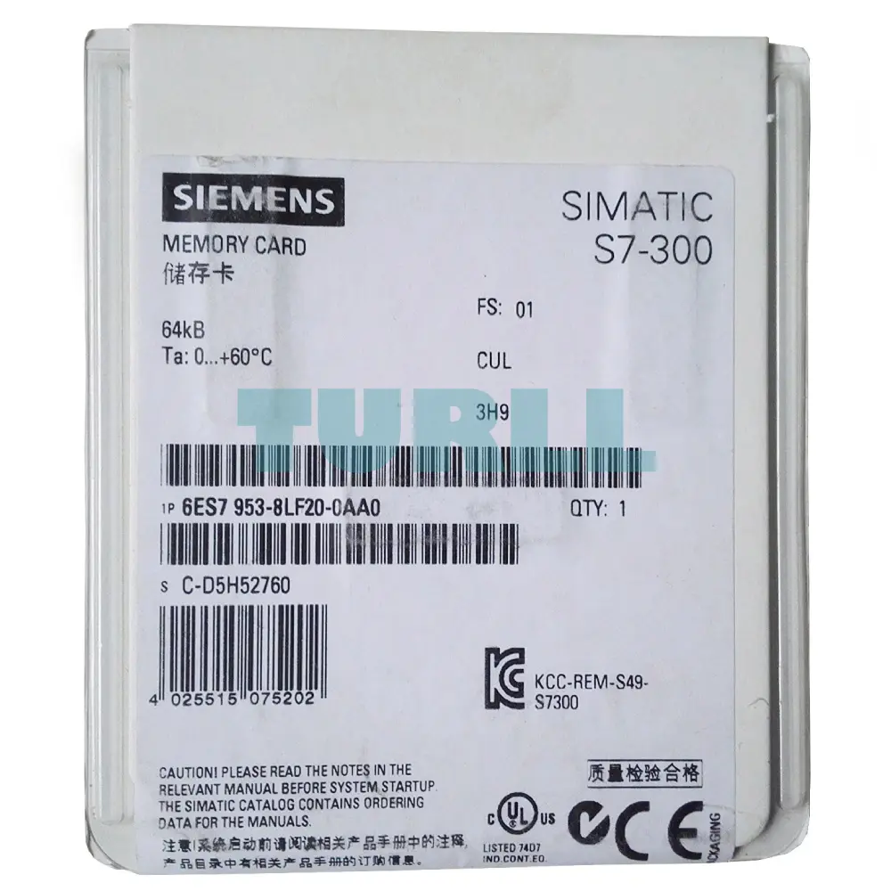 Siemens 6ES7953-8LF20-0AA0 SIMATIC S7 Micro Memory Card 64 KB for S7-300/C7/ET 200 Original Brand New 2 Siemens 6ES7953-8LF20-0AA0 SIMATIC S7 Micro Memory Card 64 KB for S7-300/C7/ET 200