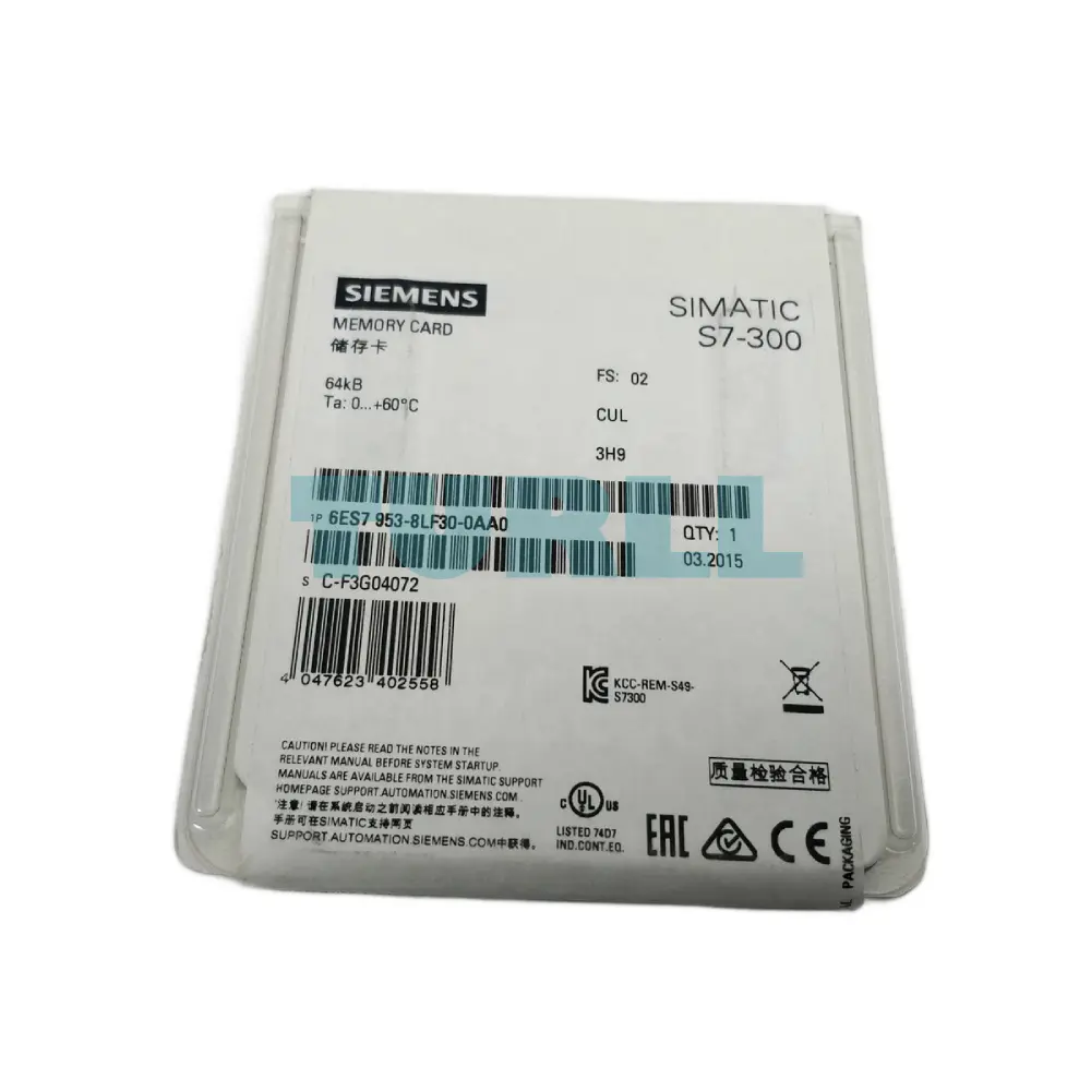 Siemens 6ES7953-8LF30-0AA0 SIMATIC S7 Micro Memory Card (MMC) 64 KB for S7-300/C7/ET 200 Original Brand New 2 Siemens 6ES7953-8LF30-0AA0 SIMATIC S7 Micro Memory Card (MMC) 64 KB for S7-300/C7/ET 200