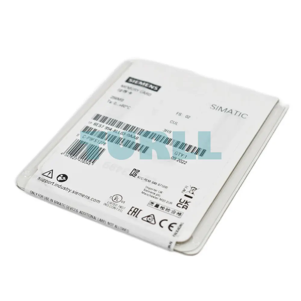 Siemens 6ES7954-8LL03-0AA0 SIMATIC S7 Memory Card for S7-1x00 CPU, 256 MB Flash