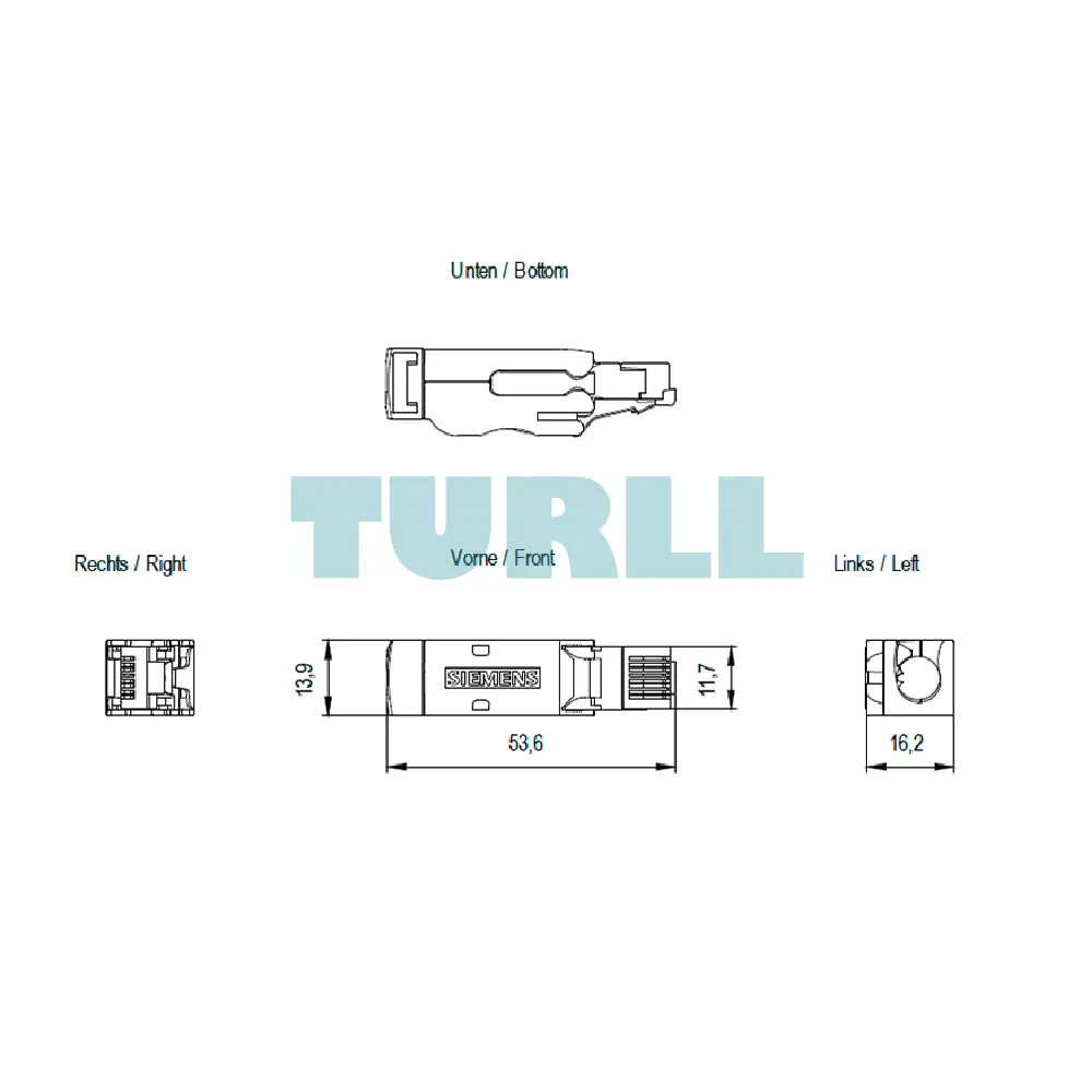 Siemens 6GK1901-1BB12-2AA0 Industrial Ethernet FastConnect RJ45 Plug 180, CAT6A