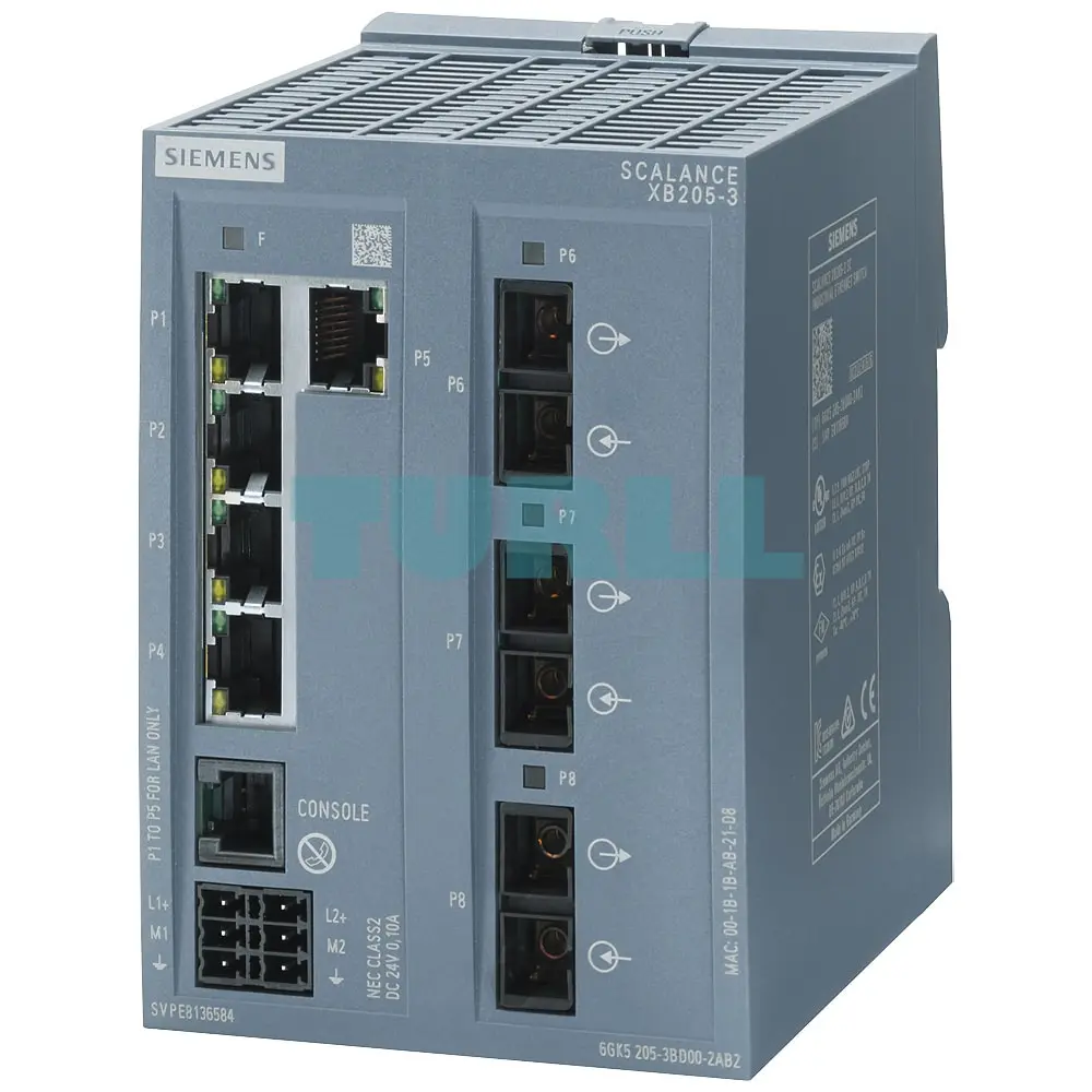 6GK5205-3BD00-2AB2 SIEMENS SCALANCE XB205-3 managed Ethernet switch with RJ45 and SC fiber ports