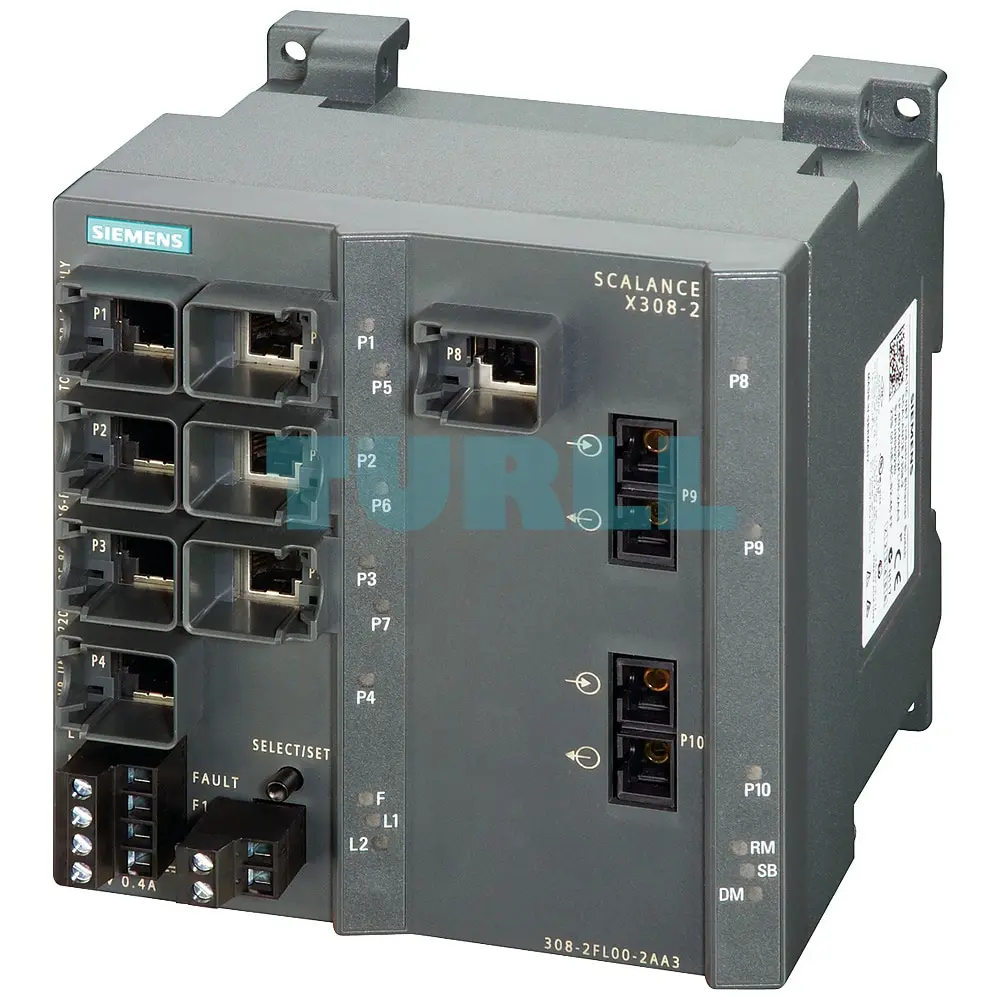 6GK5308-2FP10-2AA3 SIEMENS SCALANCE X308-2LH+ managed Ethernet switch with 2 SC fiber ports and 8 RJ45 ports