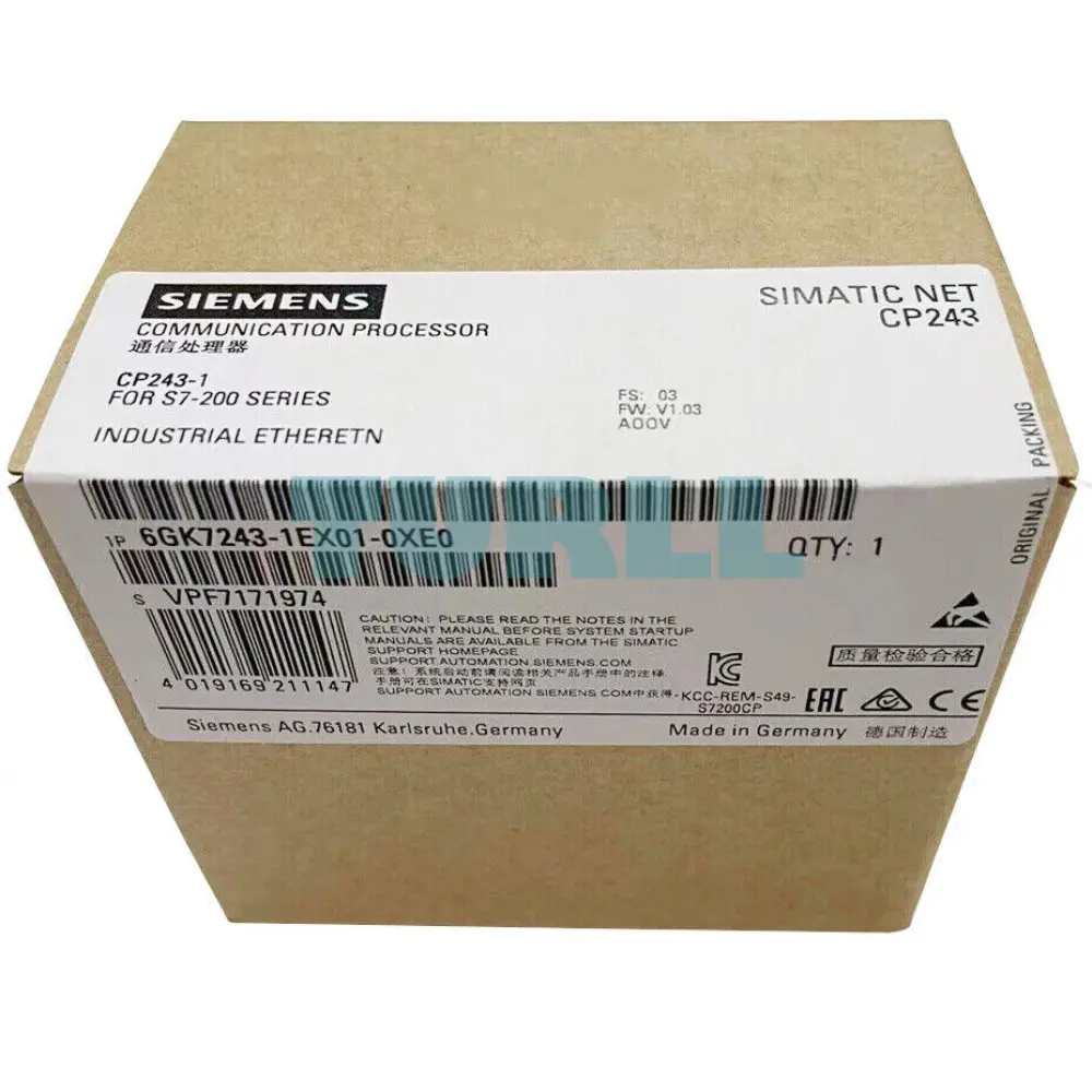 Siemens 6GK7243-1EX01-0XE0 SIMATIC S7-200 CP 243-1 Communications Processor Original Brand New 4 Siemens 6GK7243-1EX01-0XE0 SIMATIC S7-200 CP 243-1 Communications Processor