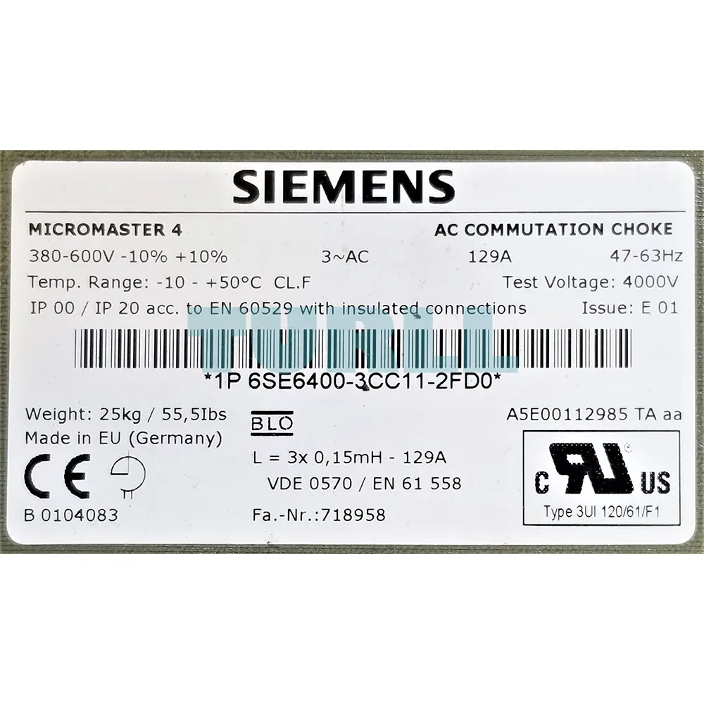 6SE6400-3CC11-2FD0 SIEMENS Exclusive Line Reactor Original Brand New 5 6SE6400-3CC11-2FD0 SIEMENS line reactor original brand new
