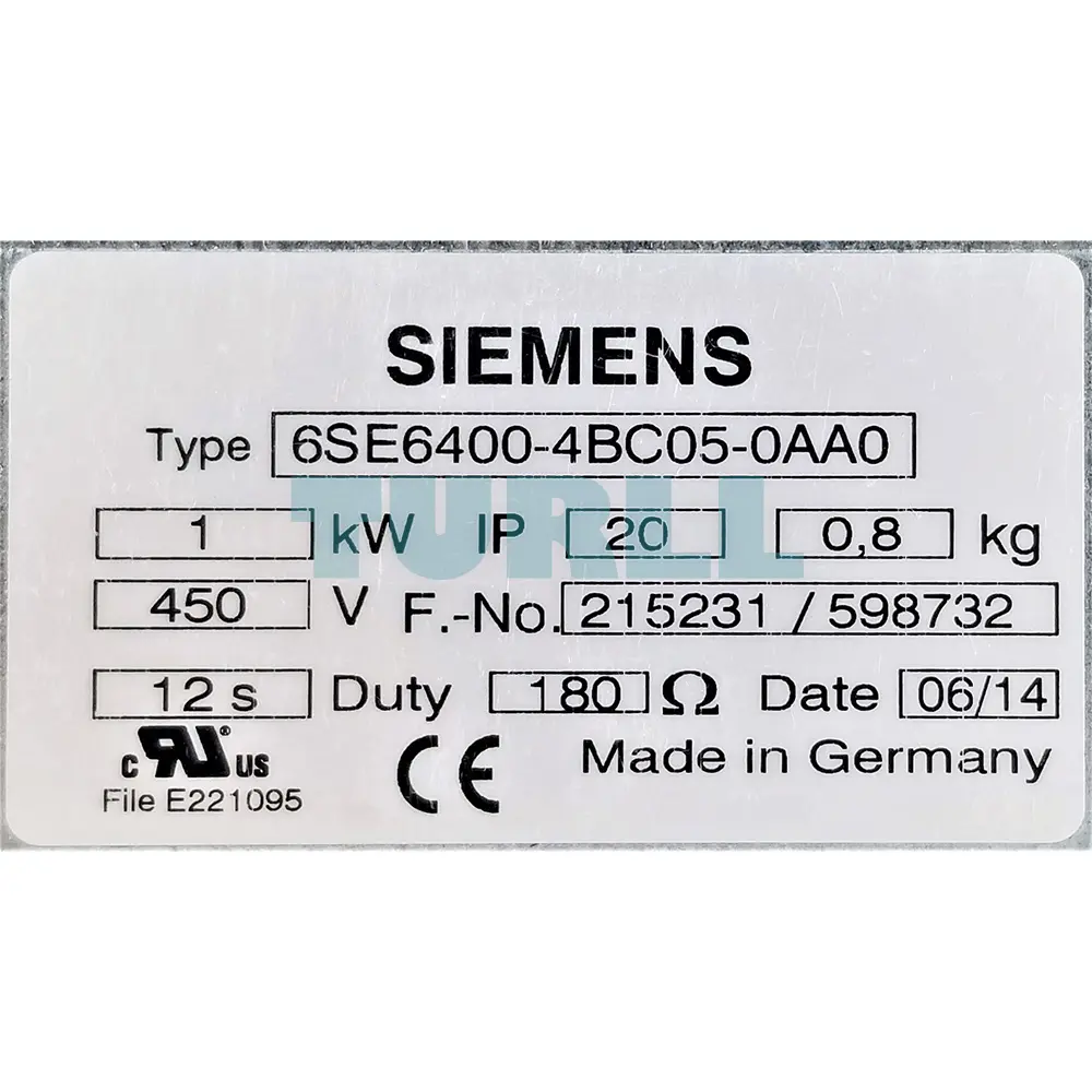 6SE6400-4BC05-0AA0 SIEMENS Exclusive MICROMASTER 4 Braking Resistor Original Brand New 3 SIEMENS 6SE6400-4BC05-0AA0 MICROMASTER 4 Braking Resistor