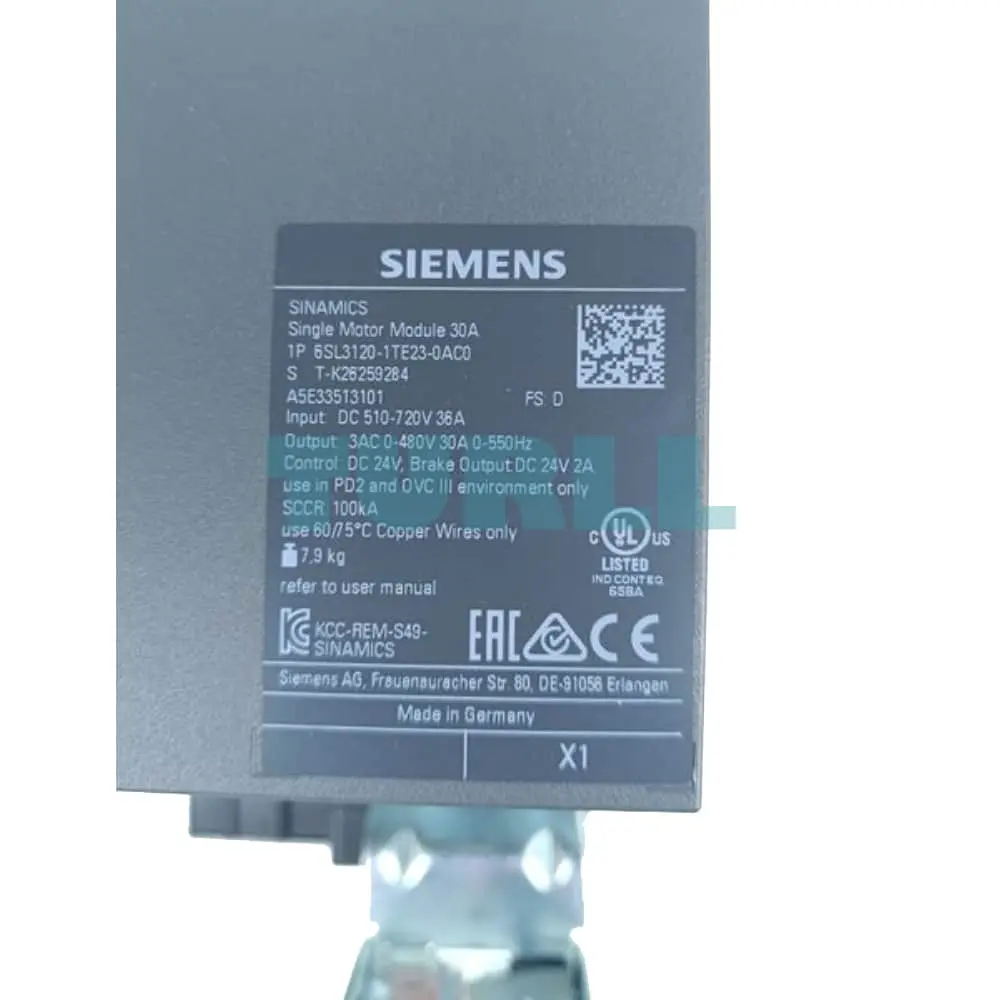 6SL3120-1TE23-0AC0 Siemens SINAMICS S120 Single Motor Module Original Brand New 4 6SL3120-1TE23-0AC0 Siemens SINAMICS S120 Single Motor Module