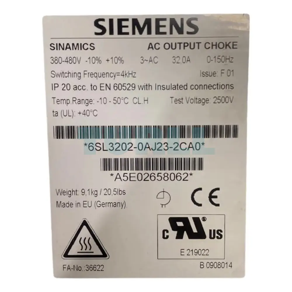 6SL3202-0AJ23-2CA0 SIEMENS Exclusive Output Reactor Original Brand New 5 6SL3202-0AJ23-2CA0 SIEMENS output reactor original brand new