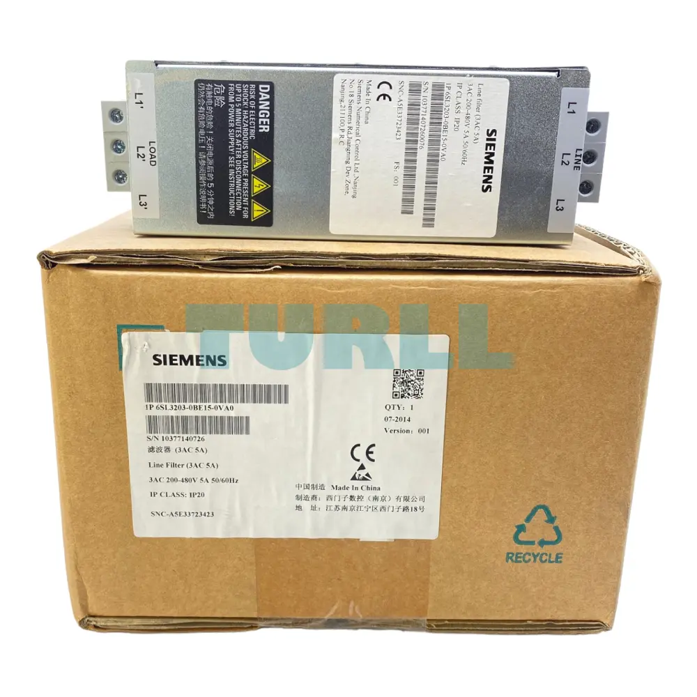 Siemens 6SL3203-0BE15-0VA0 SINAMICS V EMC Filter 200–480V 3-Phase Original Brand New 3 Siemens 6SL3203-0BE15-0VA0 SINAMICS V EMC Filter 200–480V 3-Phas