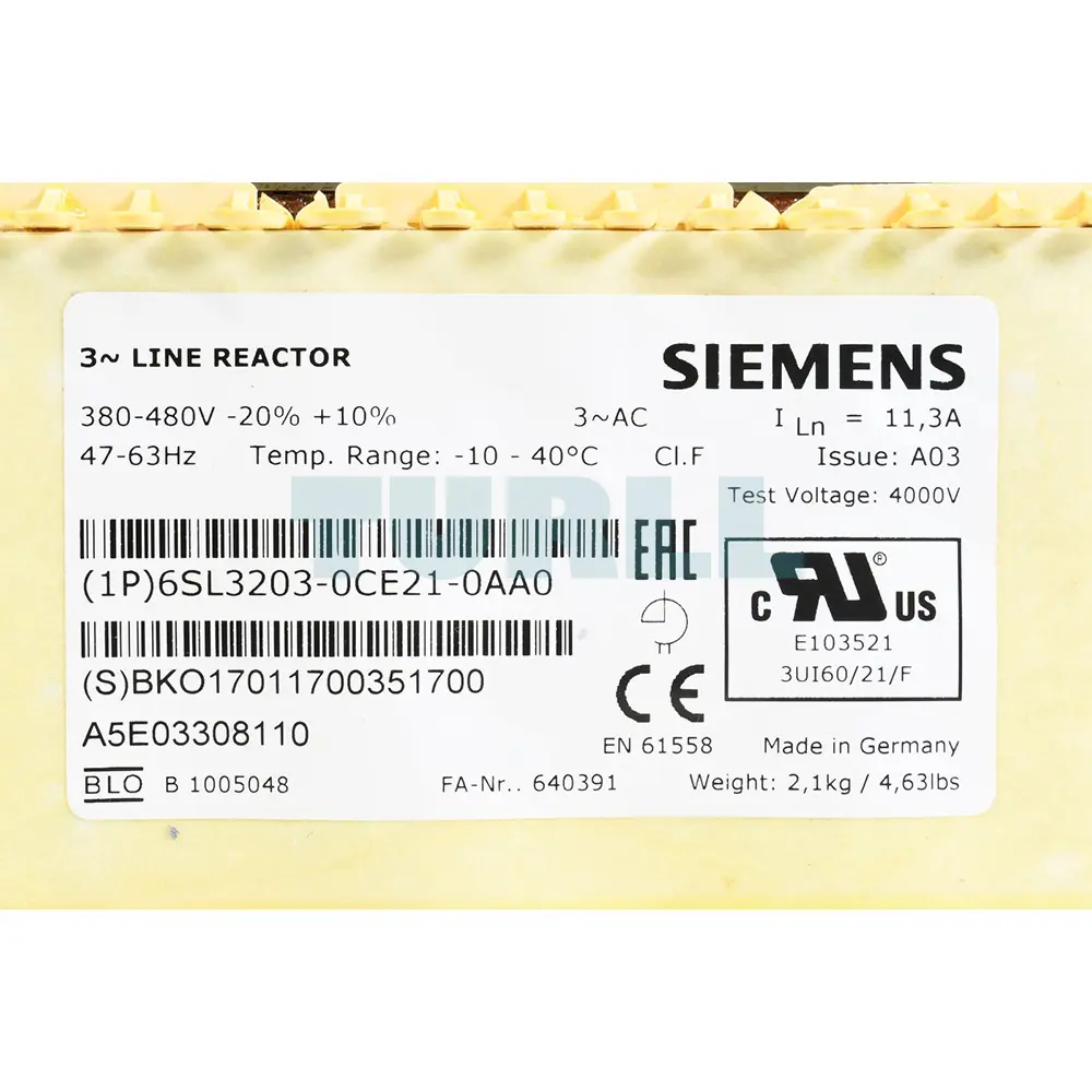 6SL3203-0CE21-0AA0 SIEMENS Exclusive Line Reactor Original Brand New 5 6SL3203-0CE21-0AA0 SIEMENS line reactor original brand new