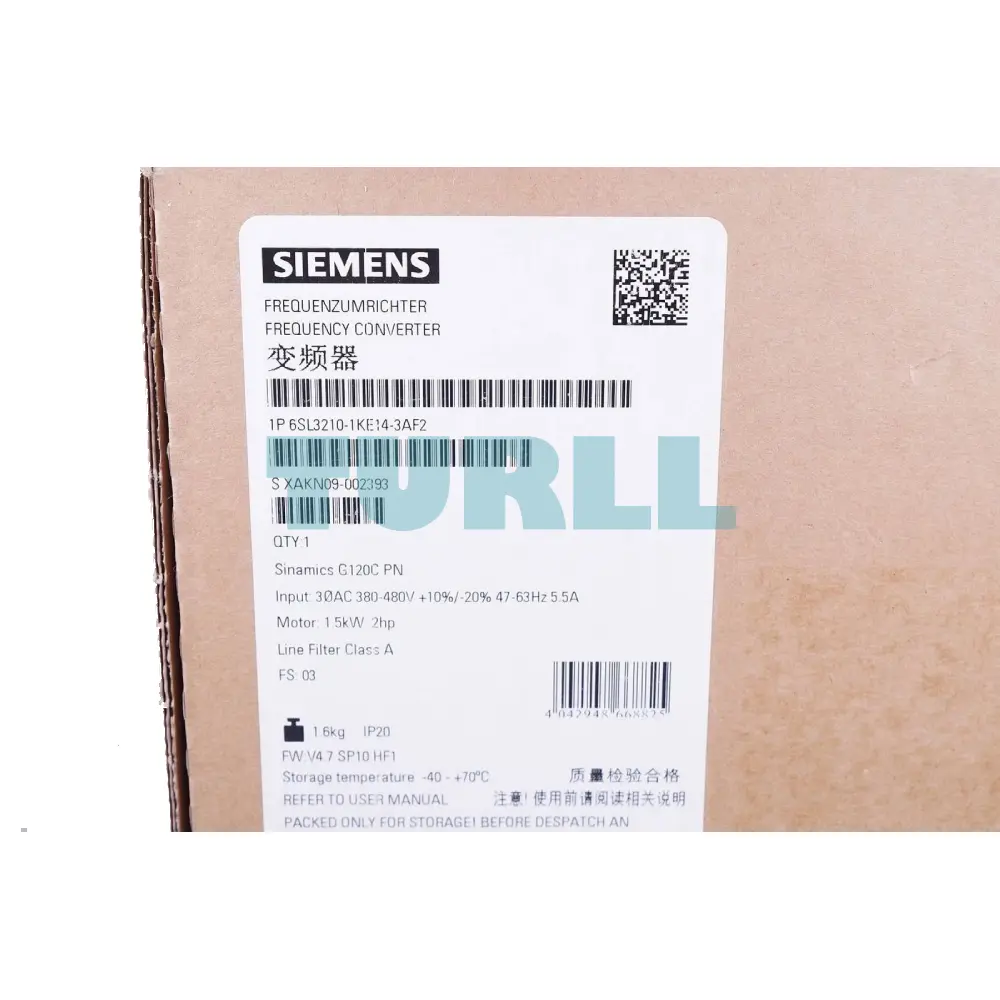 Siemens 6SL3210-1KE14-3AF2 SINAMICS G120C Drive, 3AC380-480V, PROFINET Original Brand New 4 Siemens 6SL3210-1KE14-3AF2 SINAMICS G120C Drive, 3AC380-480V, PROFINET