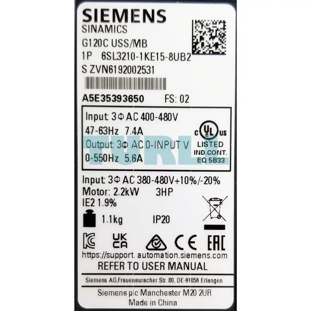 6SL3210-1KE15-8UB2 Siemens SINAMICS G120C Original Brand New 2 6SL3210-1KE15-8UB2 SINAMICS G120C