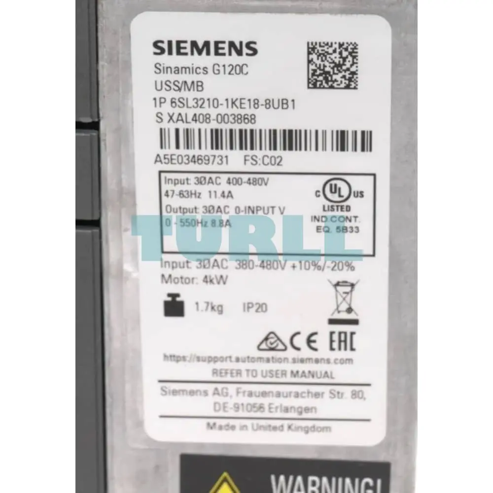6SL3210-1KE18-8UB1 Siemens SINAMICS G120C Original Brand New 2 6SL3210-1KE18-8UB1Â SINAMICS G120C