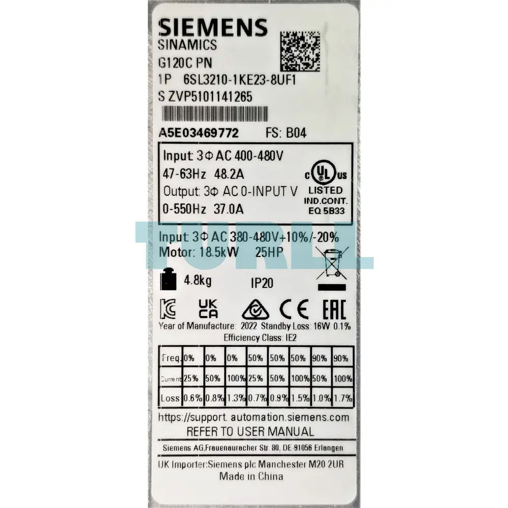 6SL3210-1KE23-8UF1 Siemens SINAMICS G120C Original Brand New 3 6SL3210-1KE23-8UF1 SINAMICS G120C