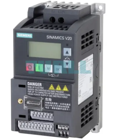 Siemens 6SL3210-5BB11-2UV1 SINAMICS V20 Variable Frequency Drive (VFD) 0.12 kW, 200-240V 1AC
