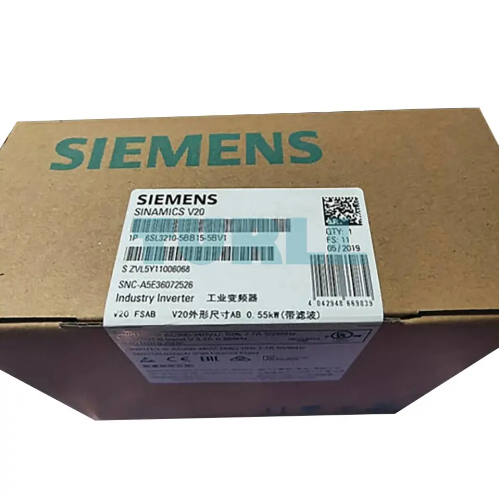 Siemens 6SL3210-5BB15-5BV1 SINAMICS V20, 0.55 kW, 1AC Drive with Integrated Filter Original Brand New 4 Siemens 6SL3210-5BB15-5BV1 SINAMICS V20, 0.55 kW, 1AC Drive with Integrated Filter