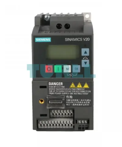 Siemens 6SL3210-5BB15-5UV1 SINAMICS V20 Variable Frequency Drive, 0.55 kW, 1AC 230V