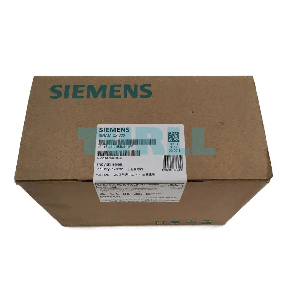 Siemens 6SL3210-5BB21-1UV1 SINAMICS V20 Variable Frequency Drive (VFD) 1.1 kW, 230V 1AC Original Brand New 4 Siemens 6SL3210-5BB21-1UV1 SINAMICS V20 Variable Frequency Drive (VFD) 1.1 kW, 230V 1AC