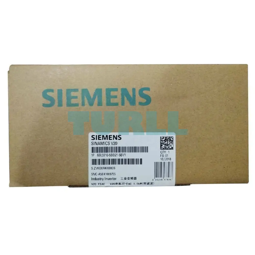 Siemens 6SL3210-5BB21-5BV1 SINAMICS V20, Variable Frequency Drive 1.5 kW, 200–240V Original Brand New 4 Siemens 6SL3210-5BB21-5BV1 SINAMICS V20, Variable Frequency Drive 1.5 kW, 200–240V