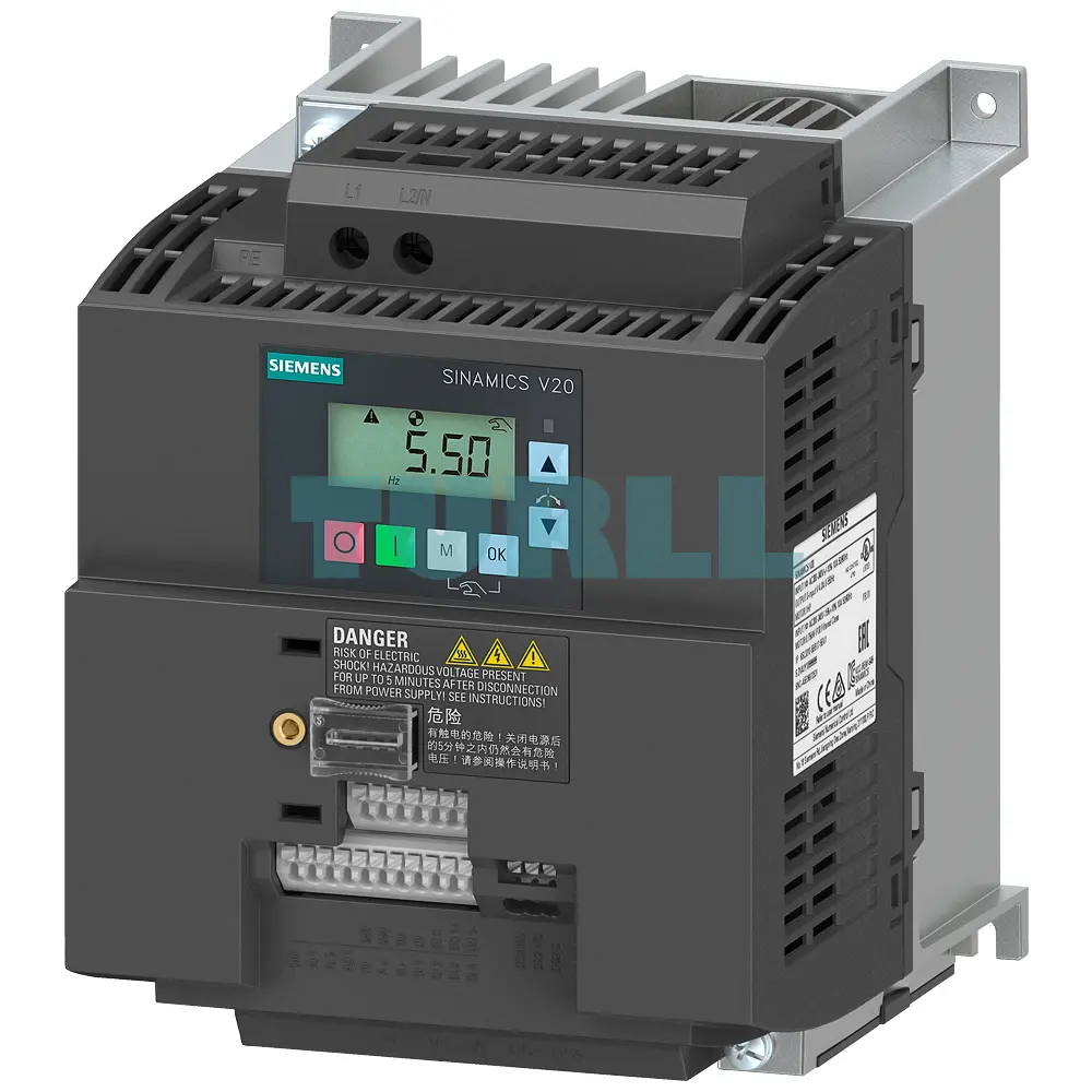 Siemens 6SL3210-5BB23-0UV1 SINAMICS V20 Variable Frequency Drive 3kW, 1AC 200-240V