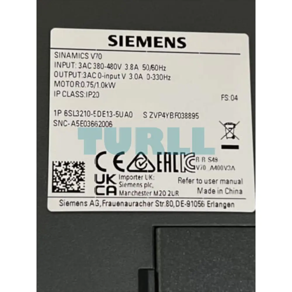 6SL3210-5DE13-5UA0 Siemens SINAMICS V70 Servo Drive Original Brand New 5 6SL3210-5DE13-5UA0 Siemens SINAMICS V70 Servo Drive