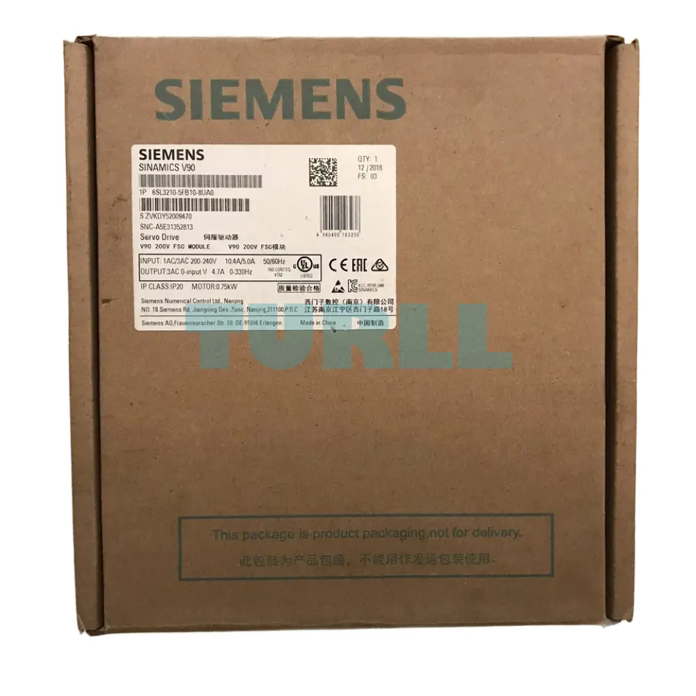 Siemens 6SL3210-5FB10-8UA0 SINAMICS V90 Servo Drive 0.75kW, 200-240V Original Brand New 5 Siemens 6SL3210-5FB10-8UA0 SINAMICS V90 Servo Drive 0.75kW, 200-240V