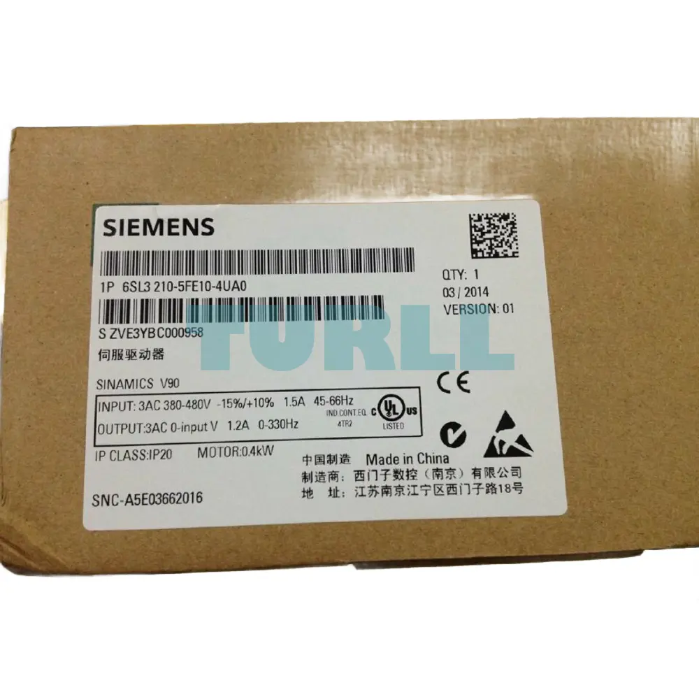 Siemens 6SL3210-5FE10-4UA0 SINAMICS V90 Servo Drive, 0.4kW, 380-480V Original Brand New 4 Siemens 6SL3210-5FE10-4UA0 SINAMICS V90 Servo Drive, 0.4kW, 380-480V