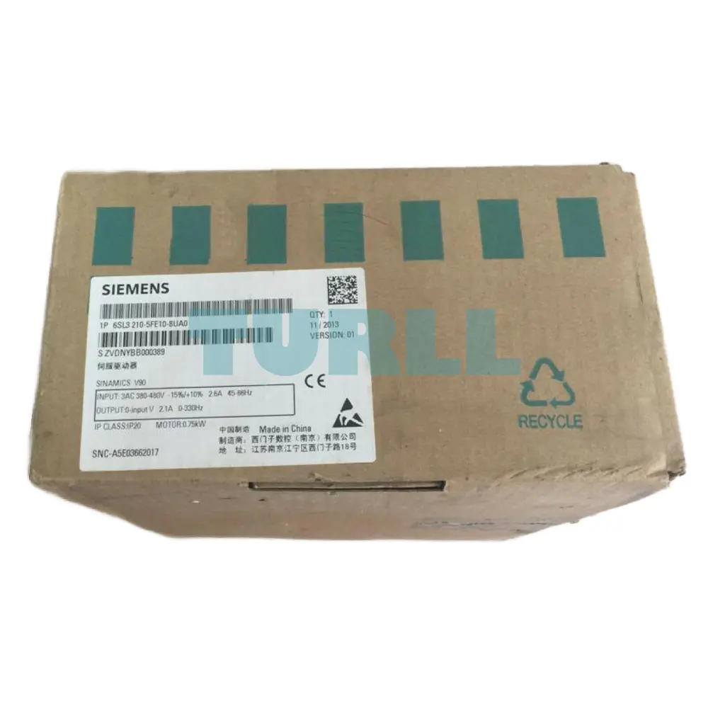 Siemens 6SL3210-5FE10-8UA0 SINAMICS V90 Servo Drive, 0.75 kW, 380-480V Original Brand New 3 Siemens 6SL3210-5FE10-8UA0 SINAMICS V90 Servo Drive, 0.75 kW, 380-480V