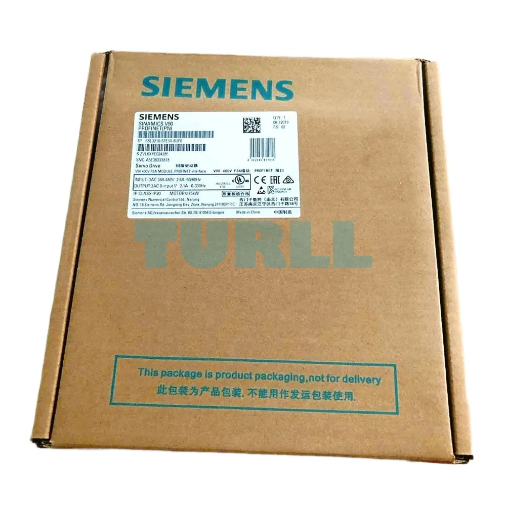 Siemens 6SL3210-5FE10-8UF0 SINAMICS V90 Servo Drive 0.75 kW, PROFINET Original Brand New 2 Siemens 6SL3210-5FE10-8UF0 SINAMICS V90 Servo Drive 0.75 kW, PROFINET