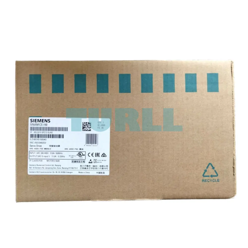 Siemens 6SL3210-5FE13-5UA0 SINAMICS V90 Servo Drive, 3-Phase 380-480V, 3.5kW, IP20 Original Brand New 4 Siemens 6SL3210-5FE13-5UA0 SINAMICS V90 Servo Drive, 3-Phase 380-480V, 3.5kW, IP20