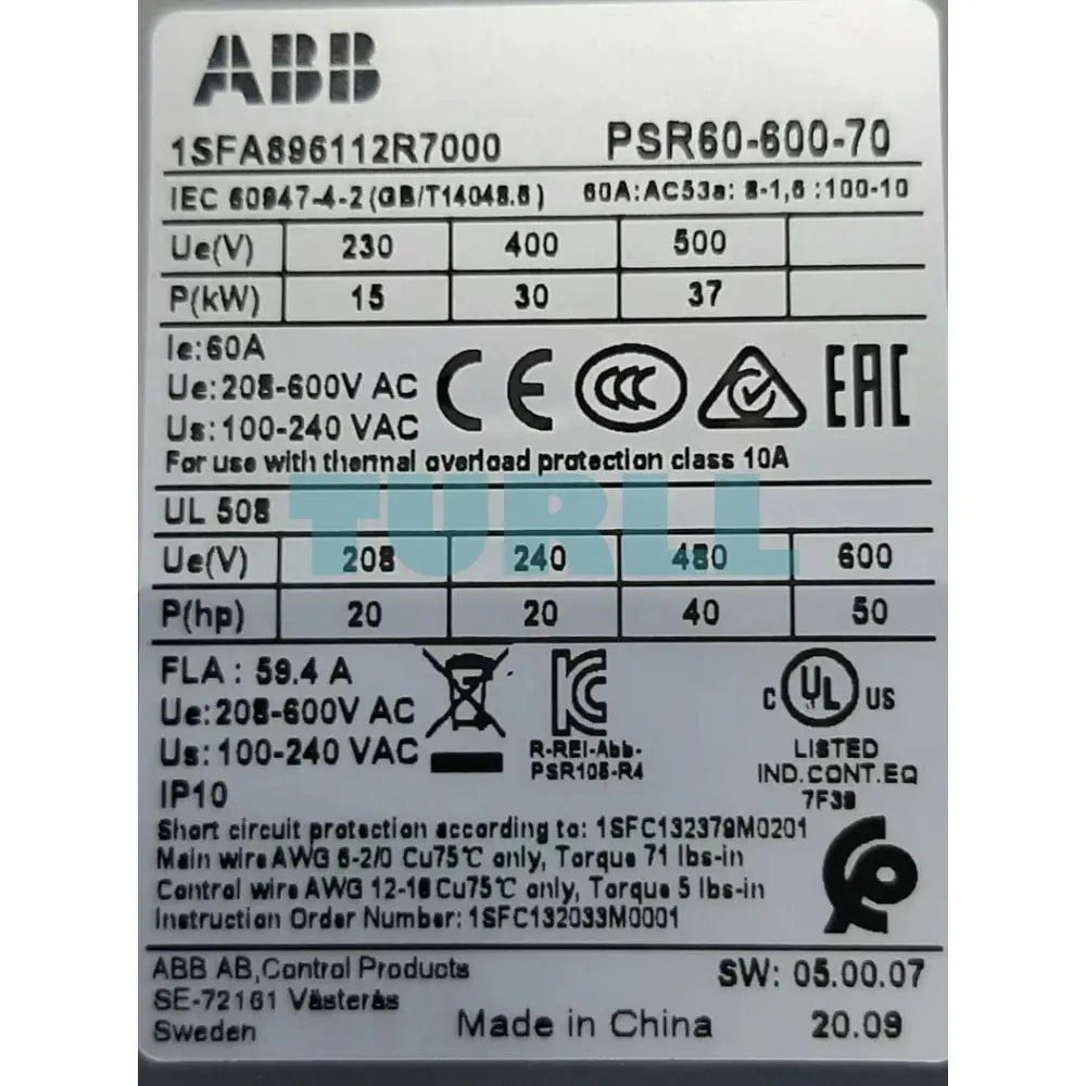 PSR60-600-70 1SFA896112R7000 ABB Softstarter Original Brand New 2 PSR60-600-70 1SFA896112R7000 ABB Softstarter